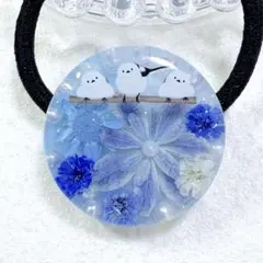 涼しげ グラデーション お花と猫♡レジン ヘアゴム - メルカリ