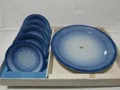 ①（有田焼）青い花模様の皿 6枚セット（大皿1枚、小皿5枚）