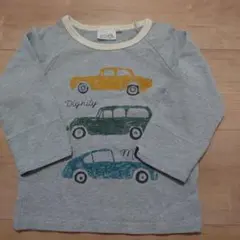 車のイラスト付きグレーのトレーナー（100cm.BLUEU AZUR）