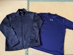 UNDER ARMOUR　長袖ジャージ(ブラック)半袖Tシャツ(ネイビー)