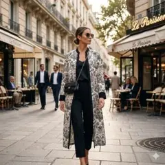 新品タグ付 antiqua トワルドジュイ風 シャツワンピ 総柄 ロング