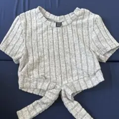 SHEIN XS グレー ストライプ 半袖ニット