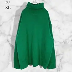ジーユー タートルネックニット セーター グリーン (XL) オーバーサイズ