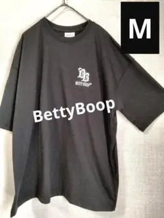 ベティブープ　BettyBoop　エンボス加工　半袖Tシャツ　刺繍ロゴ　黒　M