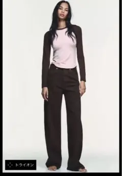 ZARA コントラストカラーラグランスリーブTシャツ