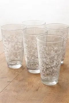 上品な花柄ガラスコップ5個セット｜来客用・普段使いに◎