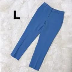 PLST プラステ L ストレッチパンツ ウエストゴム 通勤 きれいめ ブルー