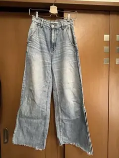 MOUSSY ワイドレッグデニム フリンジ ジーンズ