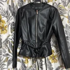 ⬛︎美品！！ZARA ライダースジャケット　ペプラム　ブラック