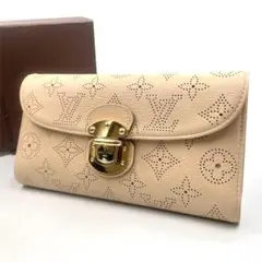 《未使用》ルイヴィトン マヒナ アメリア モノグラム ベージュ 三つ折り 長財布