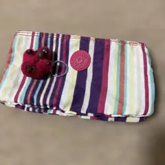 Kipling ストライプ ポーチ