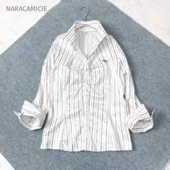 美品✨NARACAMICIE ピンクストライプシャツ ブラウス ストレッチ M