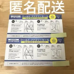 【匿名配送】ワールド ファミリーセール 株主 招待券 2枚 東京 神戸のサムネイル