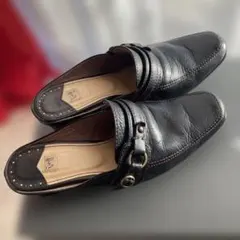 黒いレザー スリッポンローファー Ing 24.5 EE E