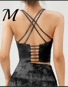 ブラックMサイズ タンクトップ スポーツブラ ヨガウェア ジム　トレーニング