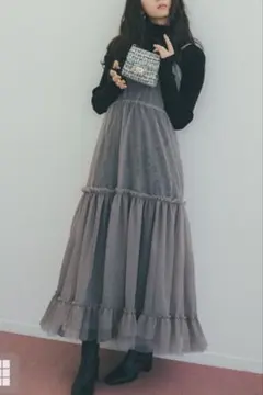 新品！タグ付き！チュールティアードワンピース×ニットワンピースセットアップ