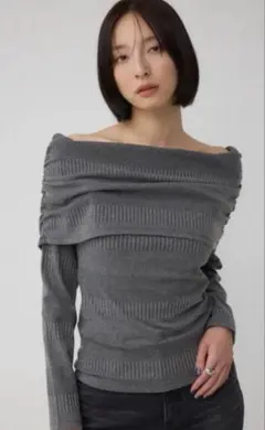 azul by moussy オフショルダー　リブニット