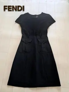 FENDI 半袖 ひざ丈ワンピース 黒 - メルカリ