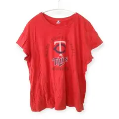 マジェスティック プリント Tシャツ 丸首 半袖 М レッド コットンのサムネイル