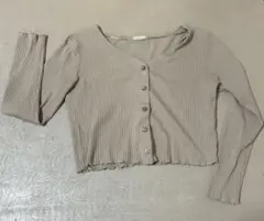 GU リブ編み 長袖クロップドトップス