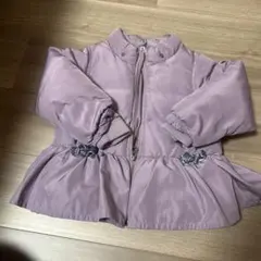 petit main 薄紫 フリル付きダウンコート 100cm