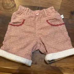 【美品】KP　オレンジ系ツイード風ハーフパンツ　120㎝