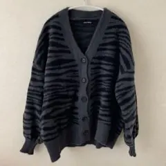 ゼブラ柄カーディガン グレー/ブラック