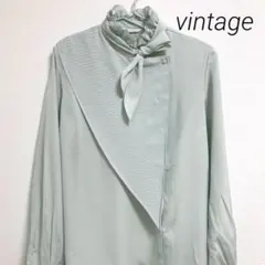 昭和レトロ フリルネック ボウタイ 春色 ブラウス ヴィンテージ