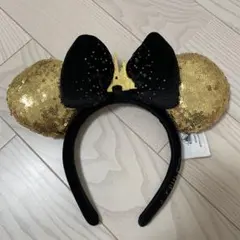 パリ　ディズニー ミッキー耳カチューシャ 黒・金