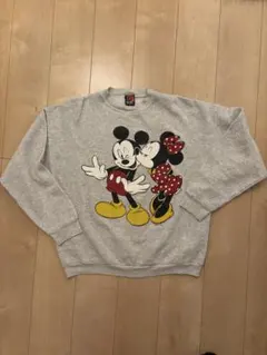 vintage 90s ミッキー＆ミニー プリント スウェット グレー