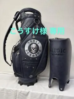 サンプル LUDICゴルフ スカル エナメルキャディバッグ BL×BK シェリフ