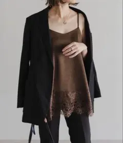 【新品】Bonjour Sagan レーストリムキャミソール ブラウン