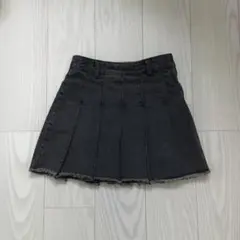 denim pleats skirt gu fringe