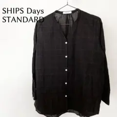 SHIPS Days シップス　ブラック　チェック柄　長袖　シャツ　トップス