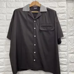 kutir クティール 配色襟 ダブルポケット 開襟 半袖シャツ M ブラウン