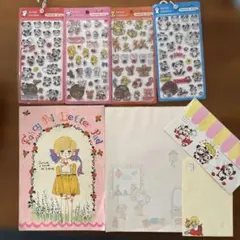 内藤ルネ　昭和レトロ　レターセット　シール　ぷくぷくジェリーシール