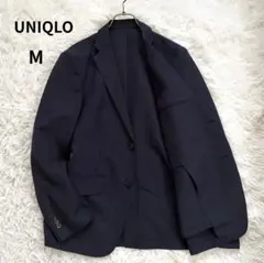 UNIQLO 感動ジャケット シアサッカー ライトウェイト ギンガム 紺 Mのサムネイル