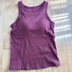 カップ付き リブタンクトップ ボルドー