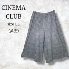 美品✨【シネマクラブ】グレーチェック柄ガウチョパンツ　ウエストゴム　大きいサイズ