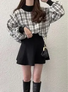 GRL チェック柄ツイードトップス