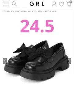 GRL リボン厚底レザーローファー[ci499] ブラック 24.5