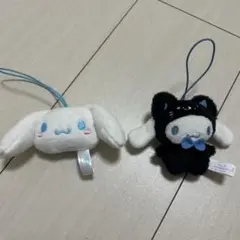 シナモロール フェイスマスコット どうぶつ着ぐるみマスコット 黒猫 セット