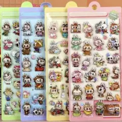 ラブブlabubu 4枚セット ボンボンドロップシール 水シール　ぷくぷくシール