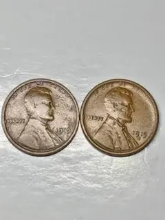 pn651 1947年S. リンカーン 1セントコイン 2枚セット 麦ペニー - メルカリ