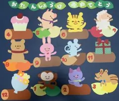 壁面飾り誕生日表『森の動物たち』