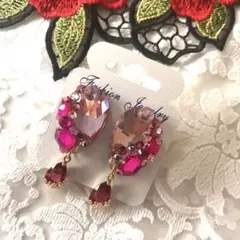 ピンク系イヤリング　社交ダンス☆ベリーダンス