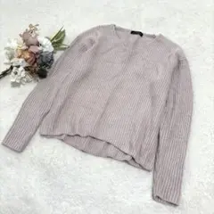 【ユナイテッドアローズ】グリーンレーベル ラメ混Vネックニット ピンク F ○