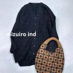 mizuiro ind Vネックバックコクーン ワイドシャツ 刺繍 ブラック