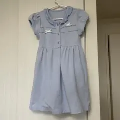 べべ　水色 半袖ワンピース フリル襟