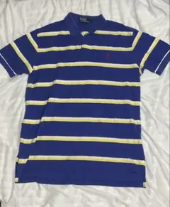 Polo by Ralph Lauren 青/黄 ストライプ ポロシャツ L